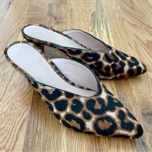 Loeffler Randall Juno Leopard Pony Hair Kitten Heel Mule Slides Size 36